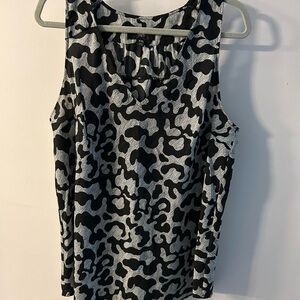 Black and White Animal Print Sleeveless Top